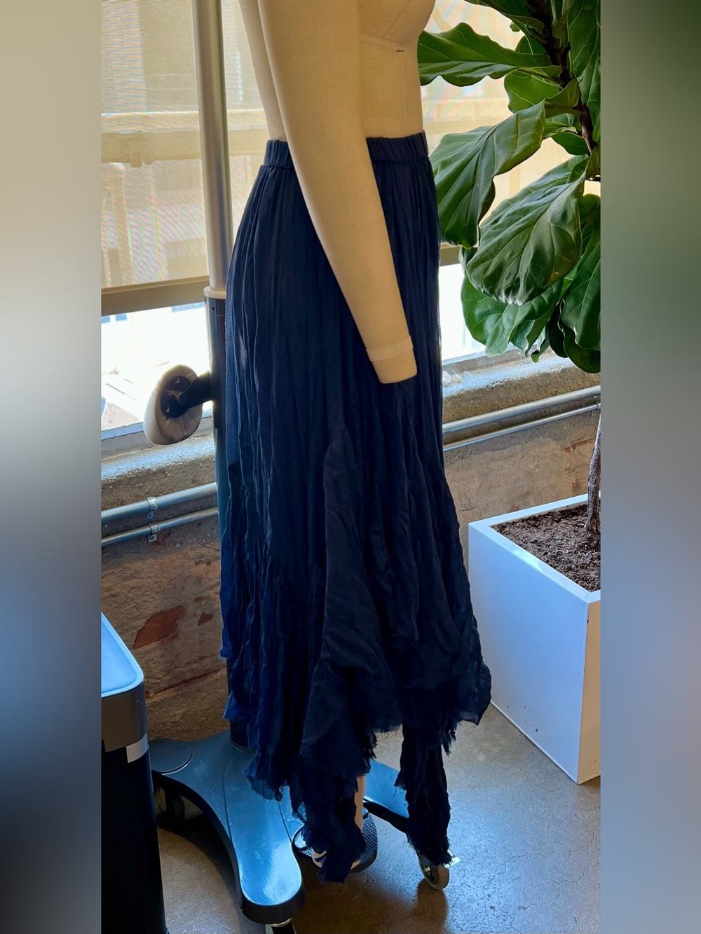 Free People Clover Handkerchief Hem Maxi Skirt in Navy - Picture 8 of 10